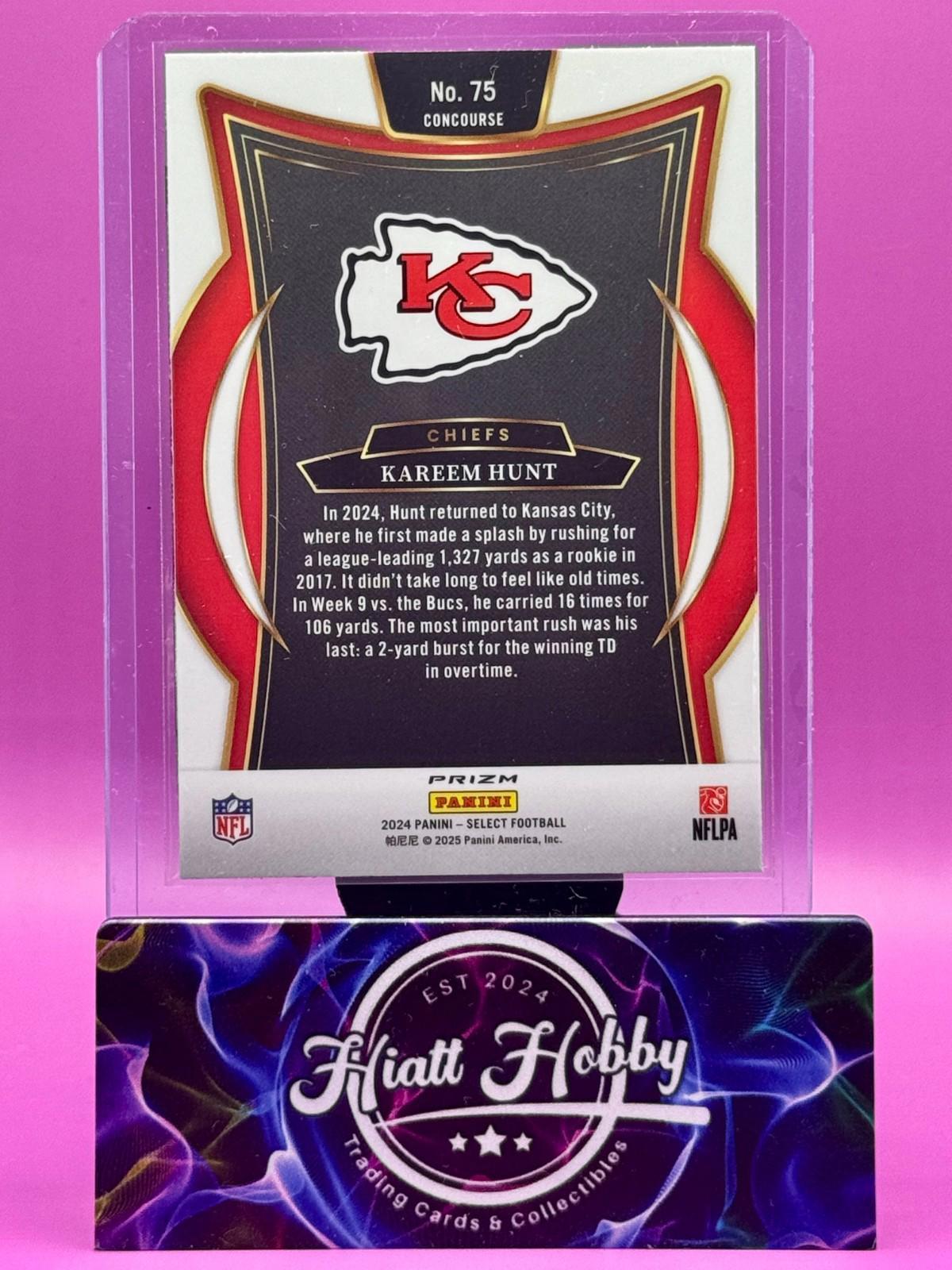 2024 Panini Select - Concourse Kareem Hunt #75 Black & Green Shock Prizm