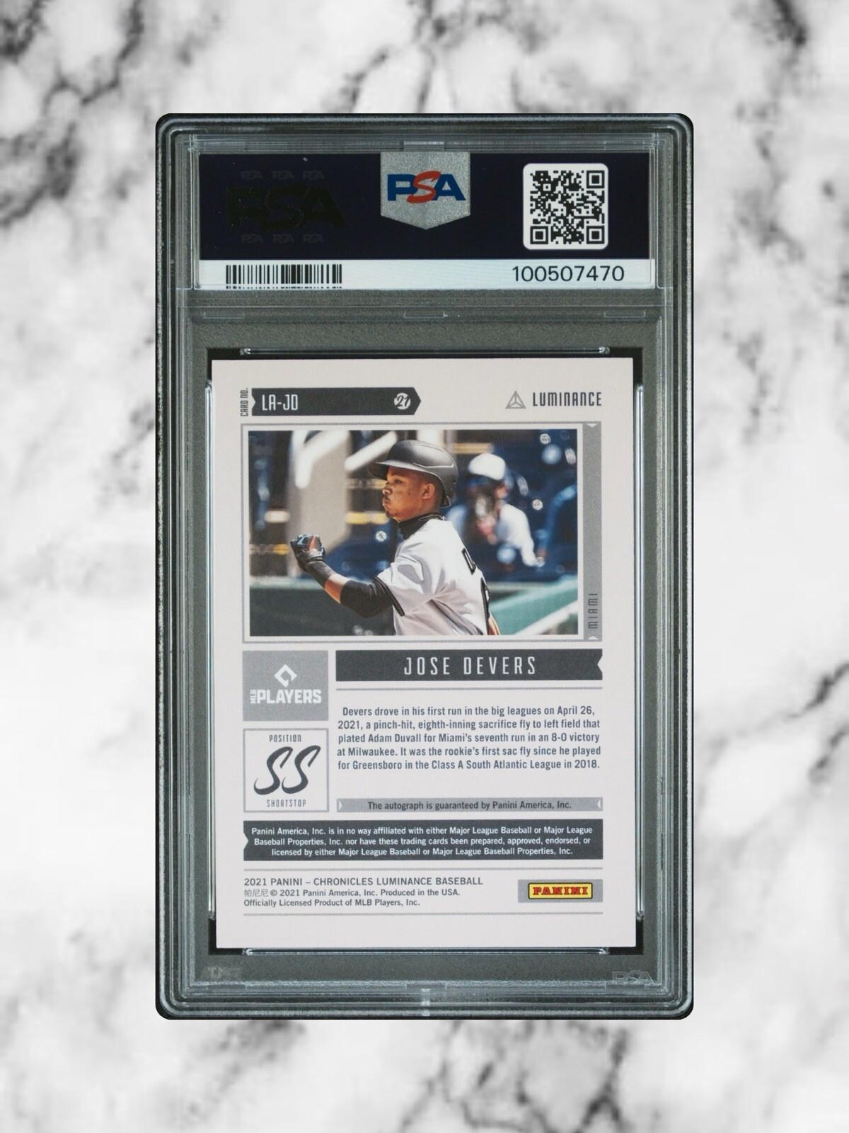 2021 Panini Chronicles - Luminance Autographs #LA-JD Jose Devers (AU, RC) PSA 7