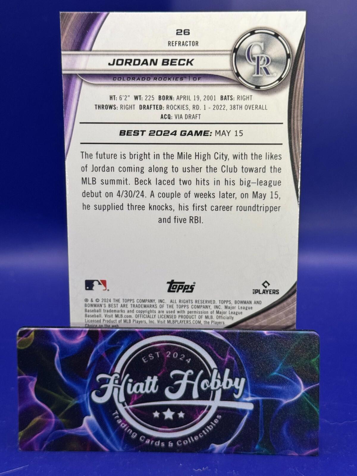 2024 Bowman's Best Baseball - Jordan Beck #26 - Refractor
