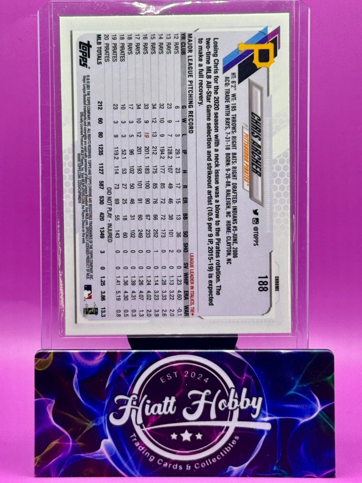 2021 Topps Chrome - Chris Archer #188 - Pink Refractor