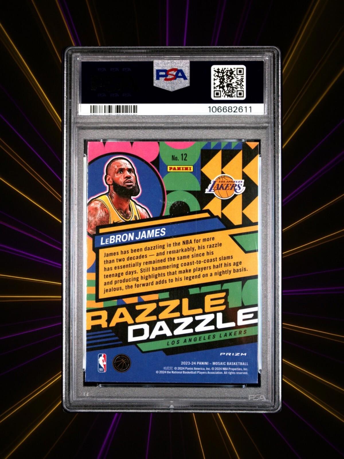 2023 Panini Mosaic Basketball - LeBron James #12 - Razzle Dazzle - PSA 9