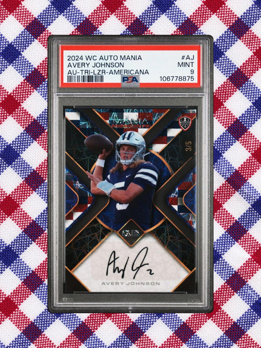 2024 WC Auto Mania - Avery Johnson #AMAT-AJ - Lazer Americana Auto /5 - PSA 9