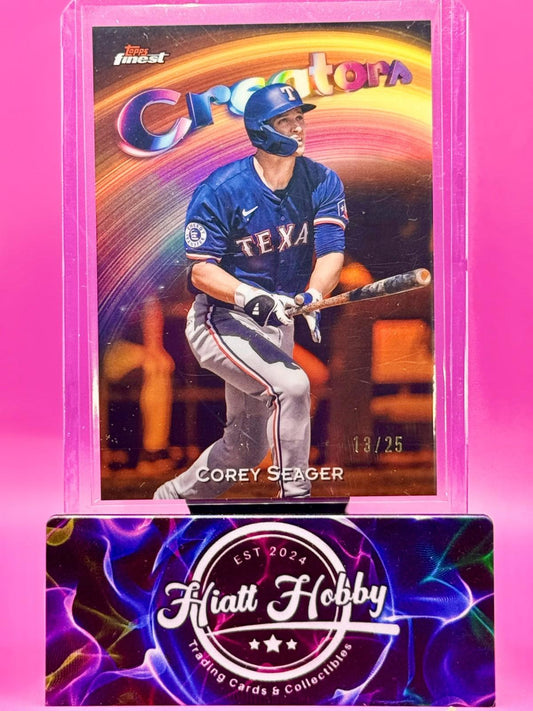2025 Topps Finest - Corey Seager #C-18 - Creators - Orange Refractor /25
