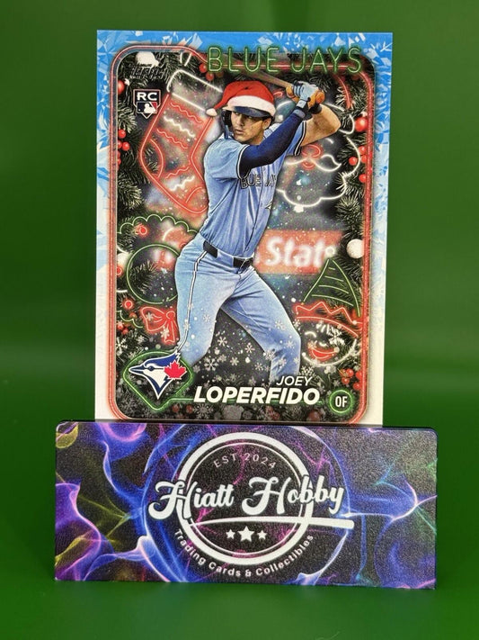 2024 Topps Holiday Joey Loperfido #H71 Image Variation Santa Hat SP RC Blue Jays