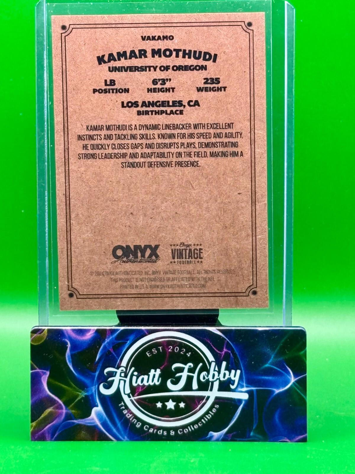 2024 Onyx Vintage Football - Kamar Mothudi #VAKAMO - Auto