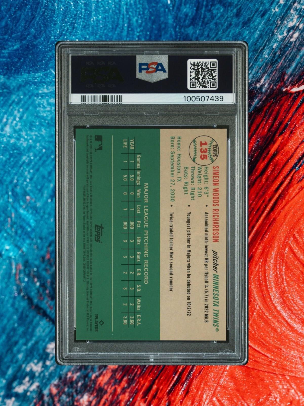 2023 Topps Chrome Platinum Simeon Woods Richardson Toile Cream/Orange /25 PSA 9