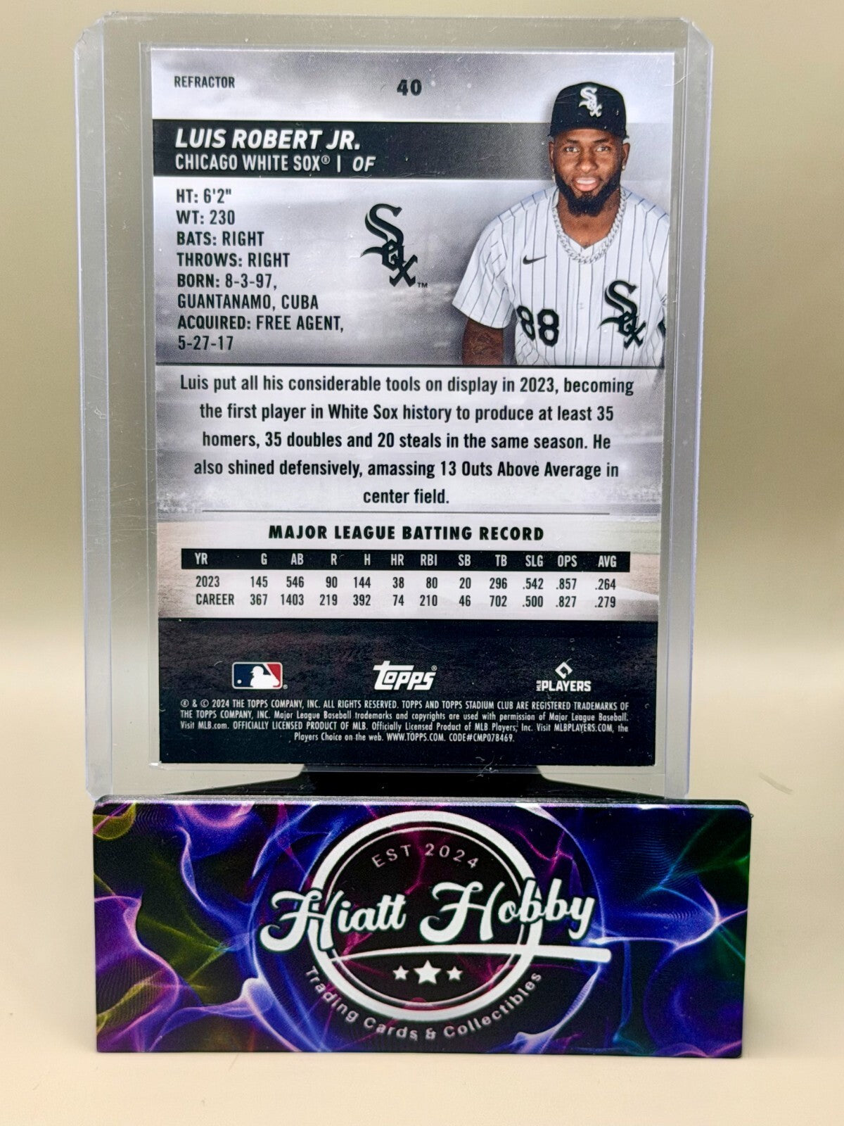 2024 Topps Stadium Club - #40 Luis Robert Jr - Chrome Refractor