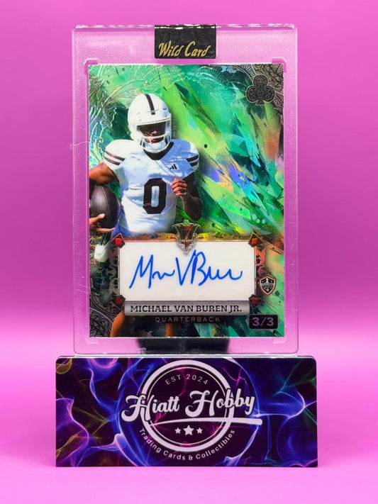 2024 Wild Card 7-Card Stud Michael Van Buren Jr #AC7CC-MB Green Rainbow Auto 3/3