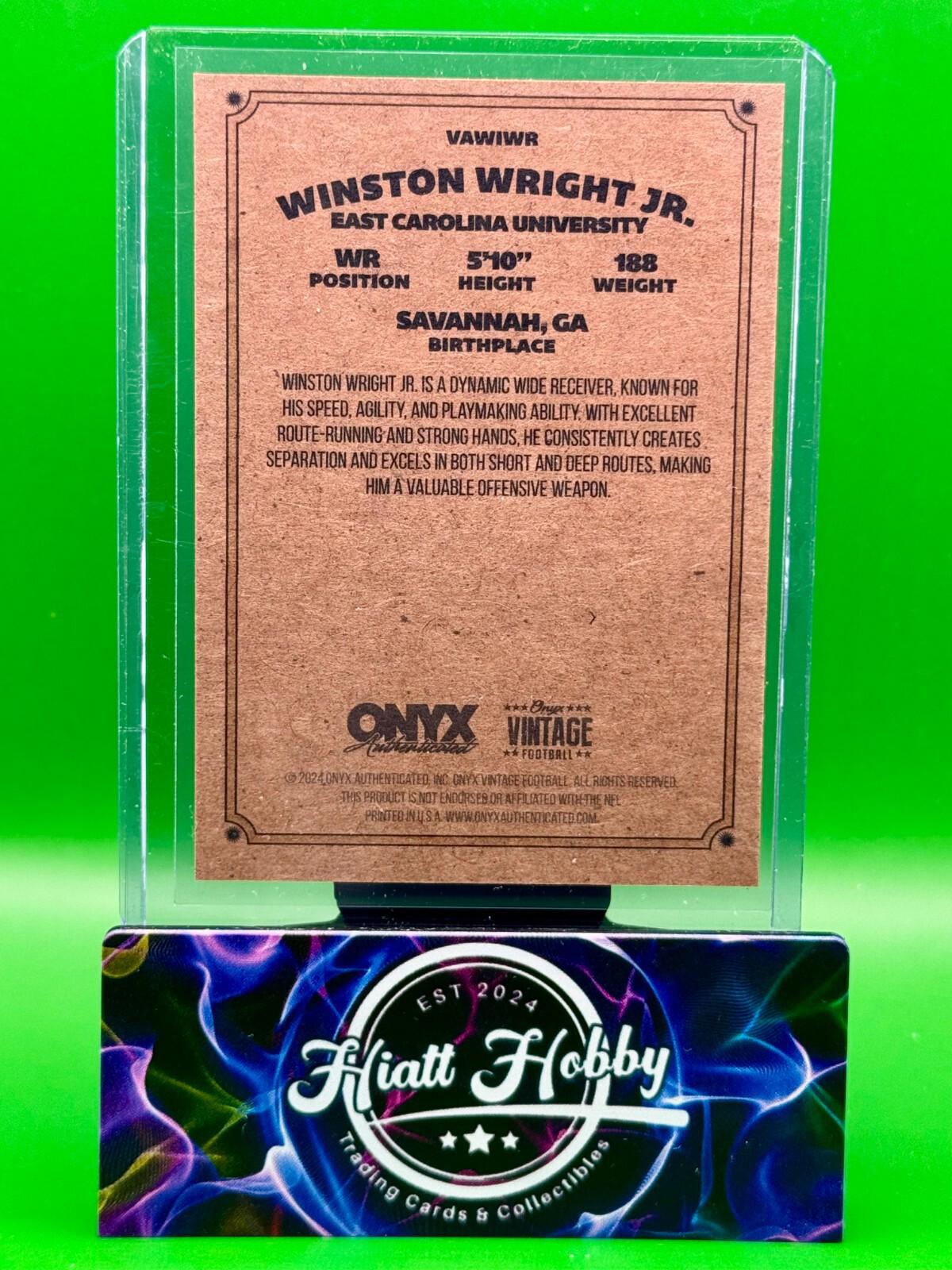 2024 Onyx Vintage Football - Winston Wright Jr #VAWIWR - Auto (AU,RC)