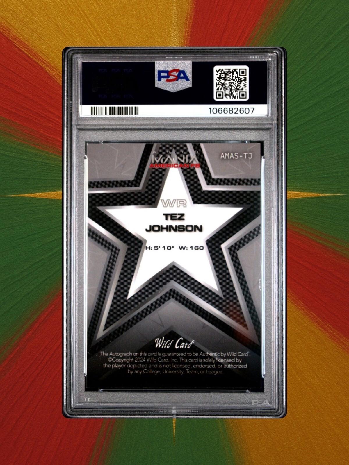 2024 Wild Card Auto Mania - Tez Johnson #AMAS-TJ - Red Mojo Auto 1/1 - PSA 9