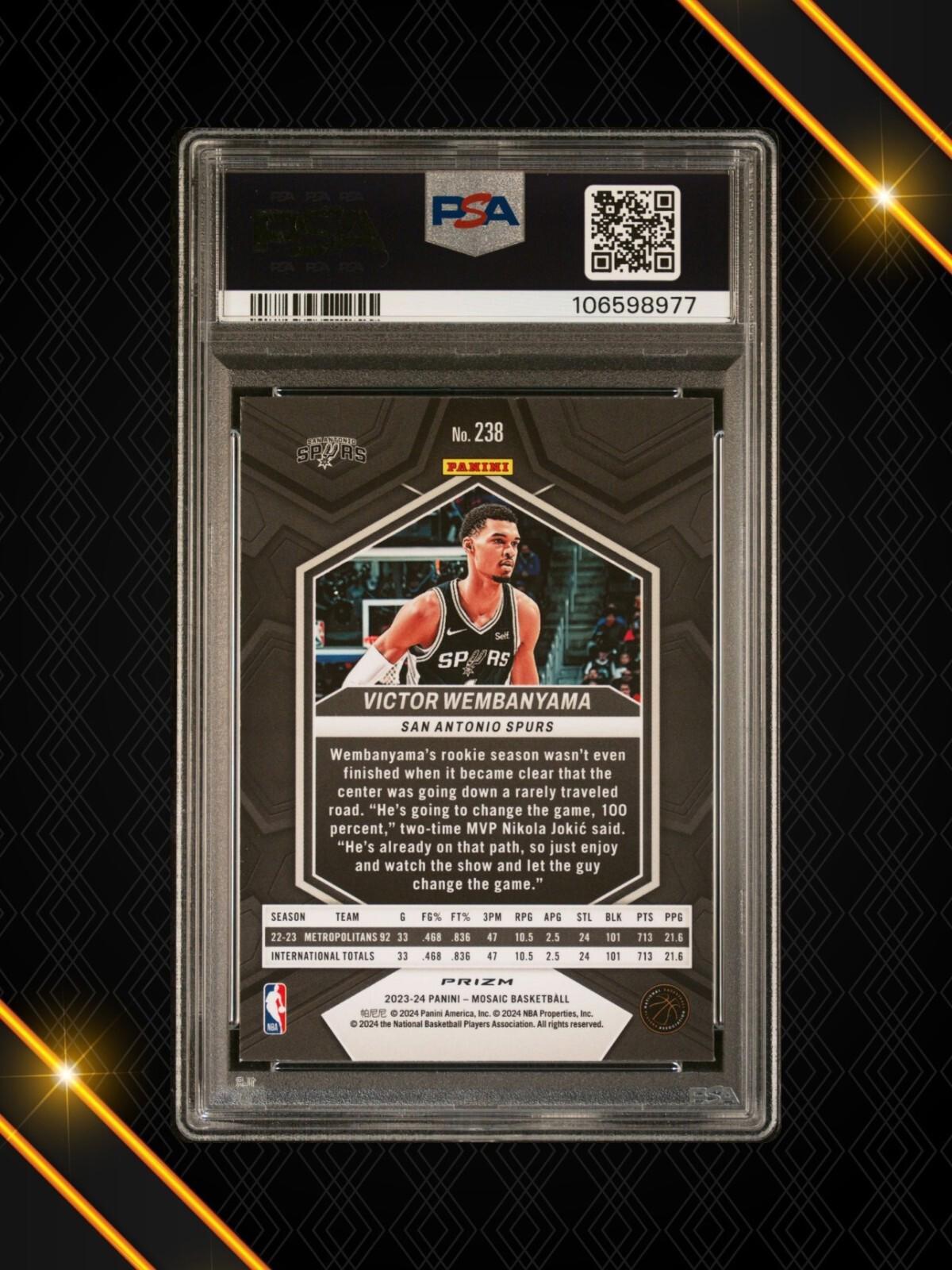2023 Panini Mosaic - Victor Wembanyama #238 - Reactive Yellow Mosaic - PSA 9