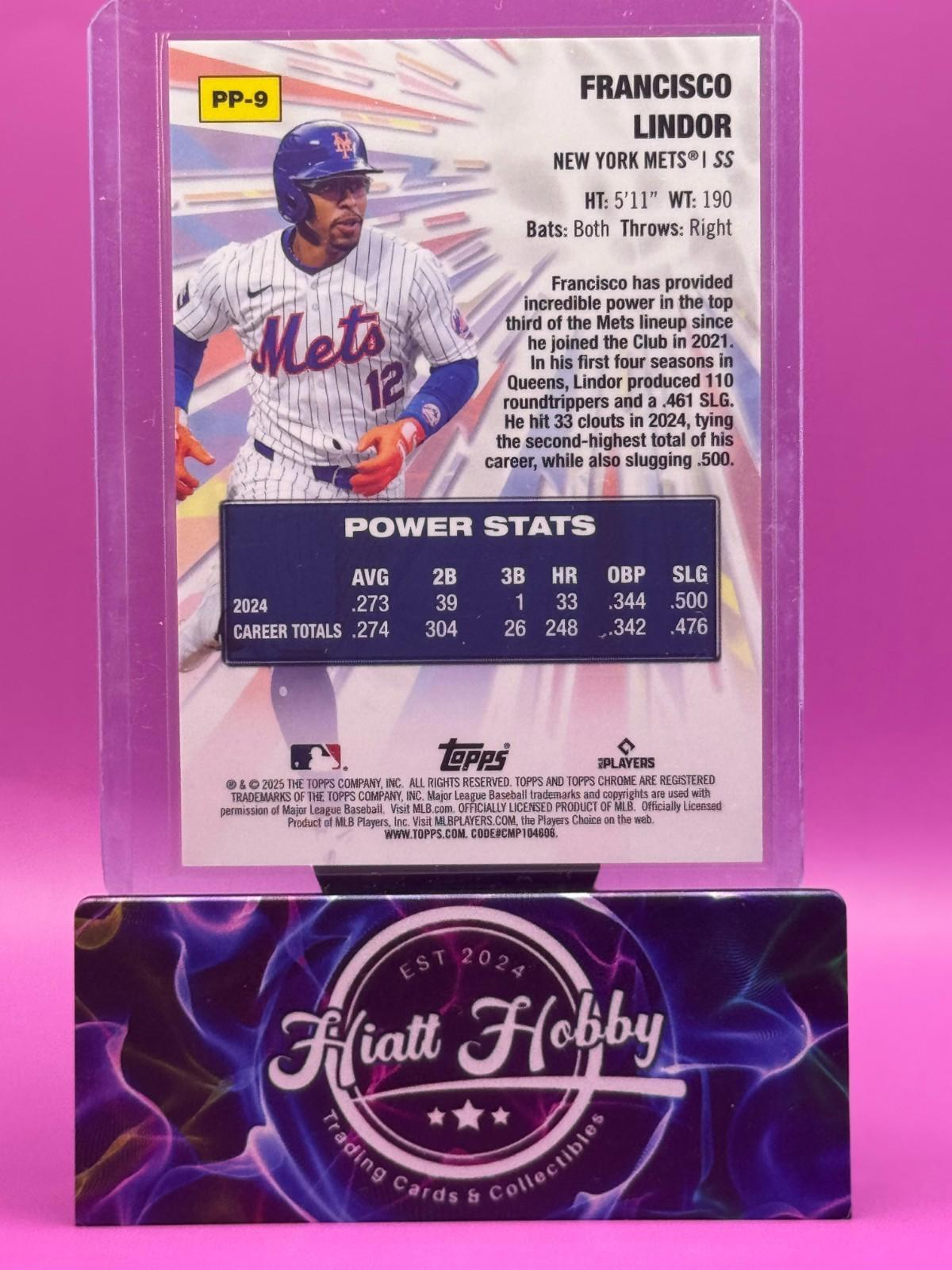 2025 Topps Chrome Logofractor Francisco Lindor #PP-9 - Power Players - Gold /50