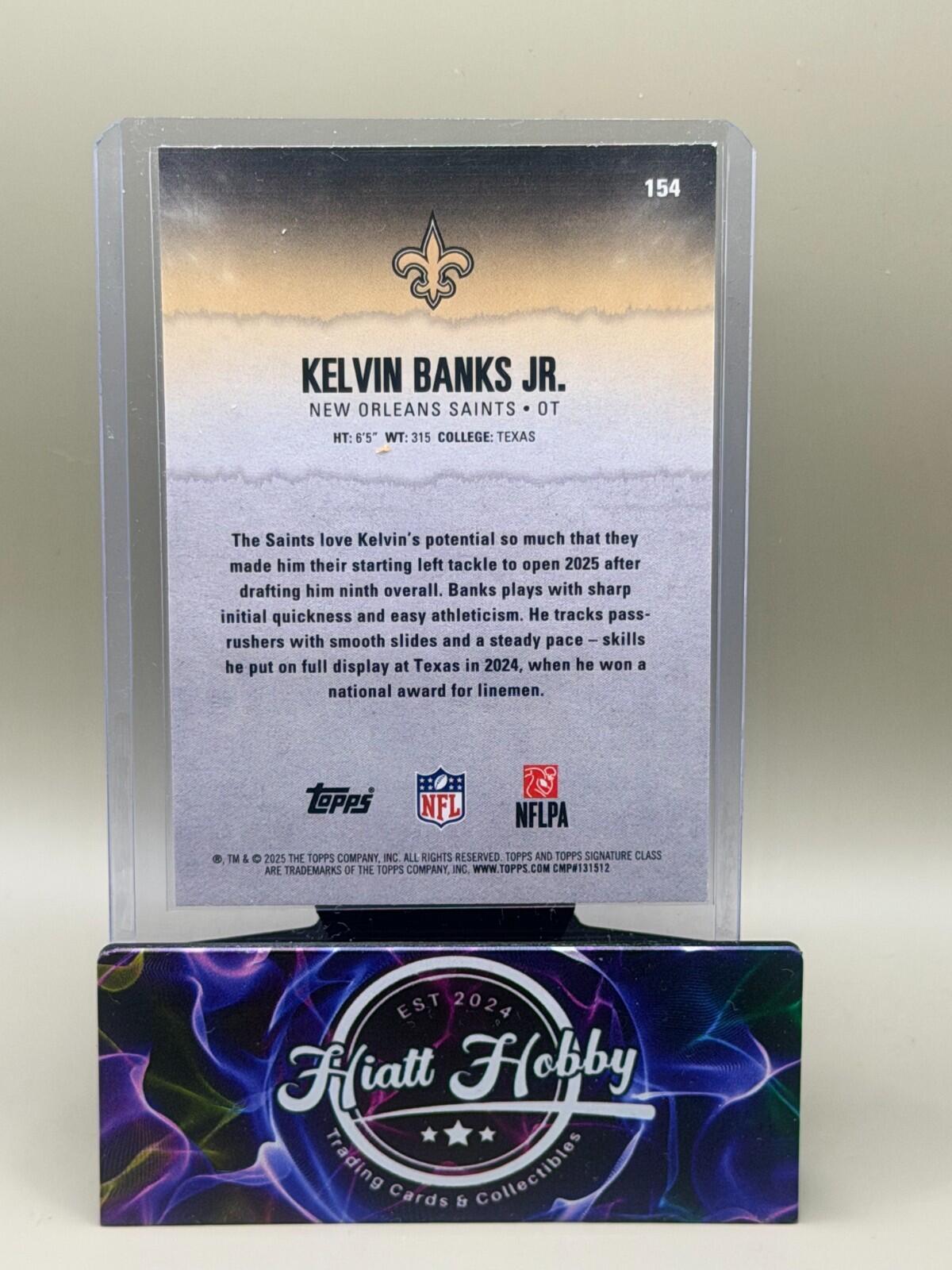 2025 Topps Signature Series Football - #154 Kelvin Banks Jr - Blue & Yellow (RC)