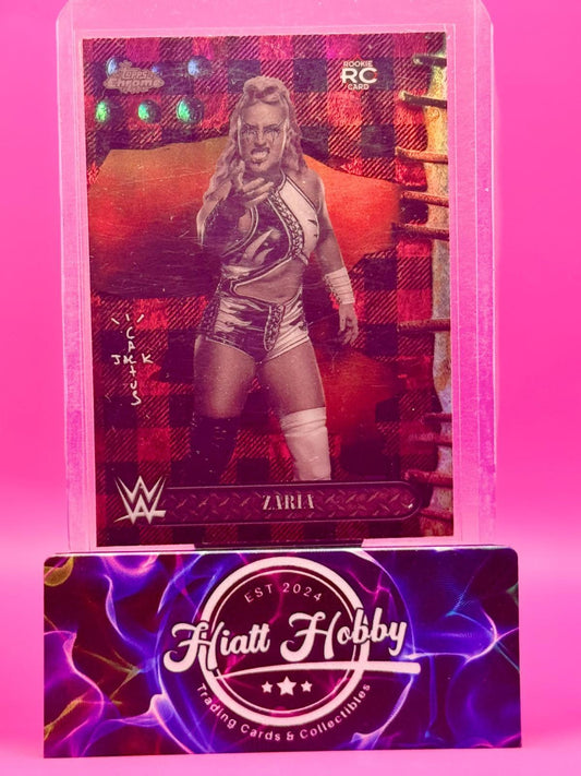 2025 Topps Chrome Cactus Jack WWE - Zaria #95 - Red & Black Plaid Refractor