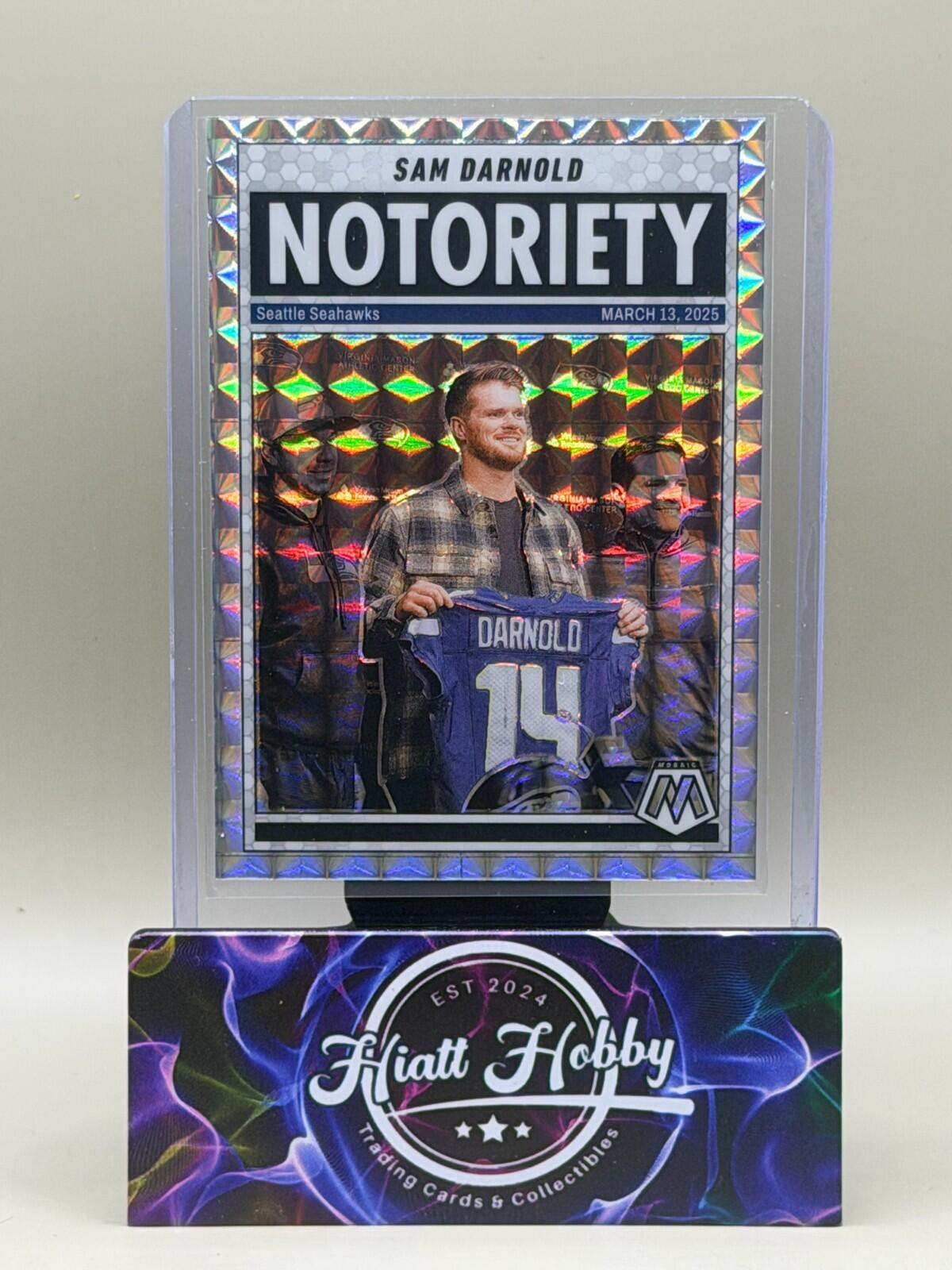 2025 Panini Mosaic Football - #9 Sam Darnold - Notoriety - Silver Mosaic