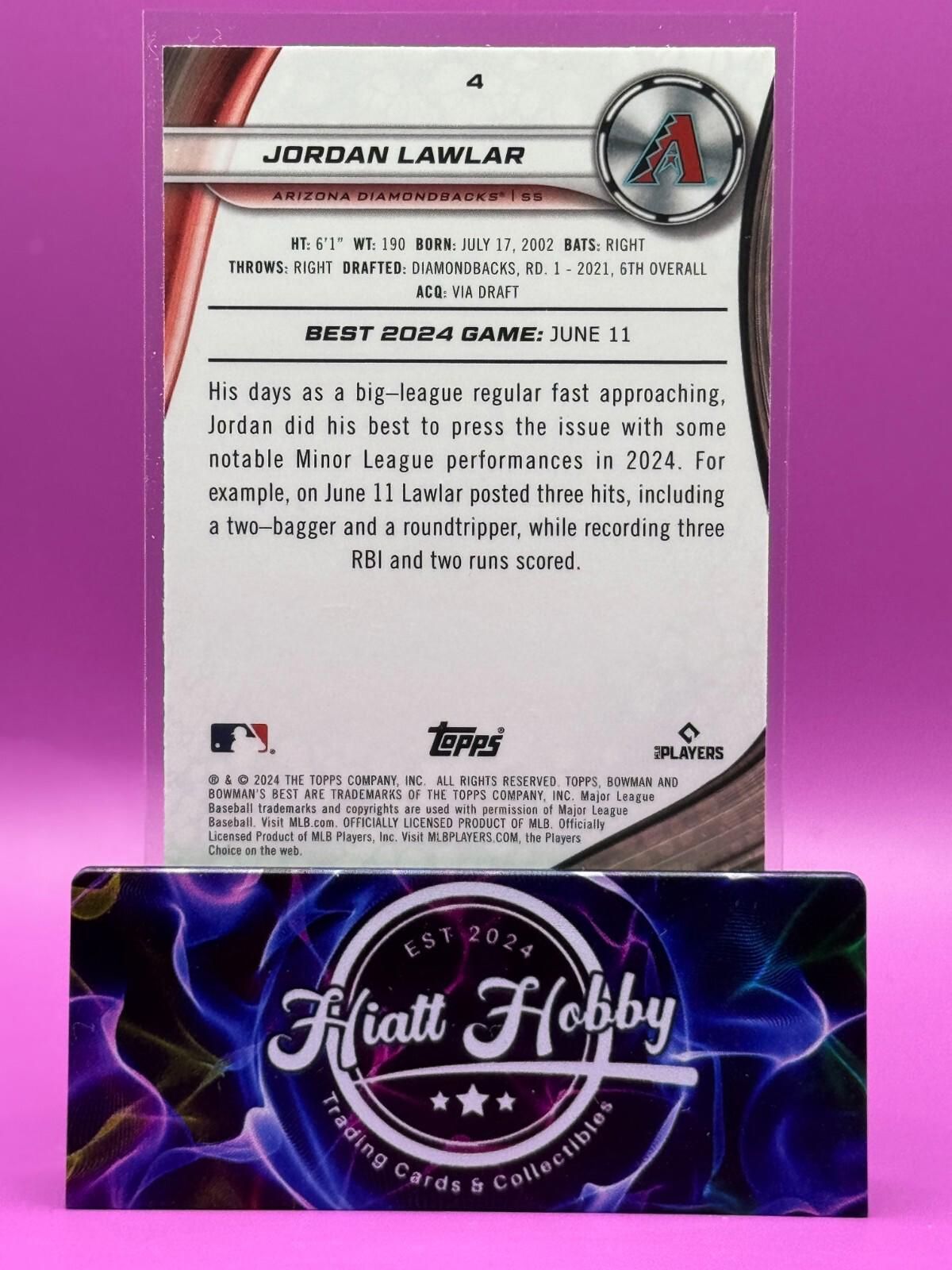 2024 Bowman's Best - Jordan Lawlar #4 - Yellow Lazer Refractor /75 (RC)