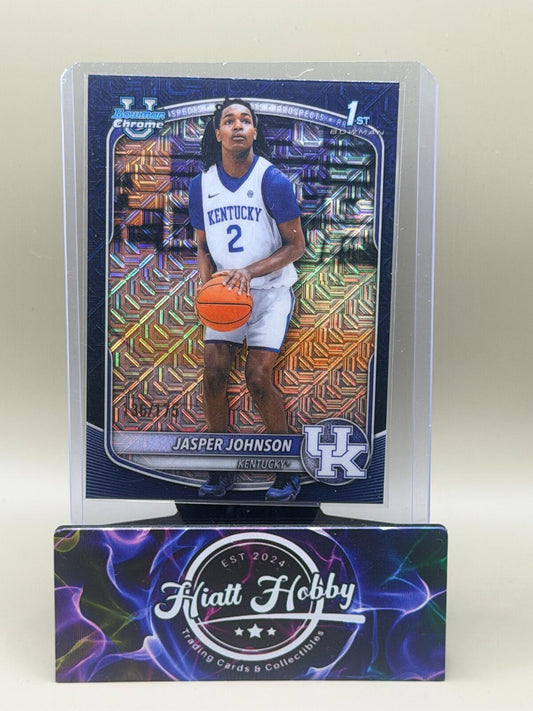 2025-26 Bowman Chrome Basketball - #BCP-6 Jasper Johnson - Navy Mojo /175 (1st)