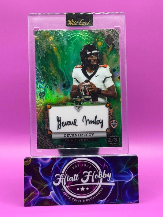 2024 Wild Card 7-Card Stud - Gevani McCoy #AD7CG-GM - Green Rainbow Auto /3