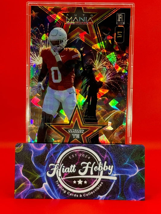 2024 Wild Card Auto Mania -Ja'Tavion Sanders #AMS-JS - Cracked Ice Fireworks 1/1