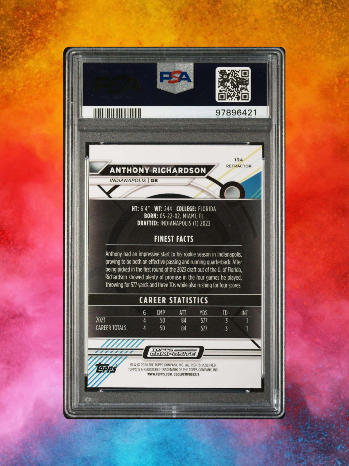 2023 Topps Composite - Topps Finest #194 Anthony Richardson (RC) PSA 9