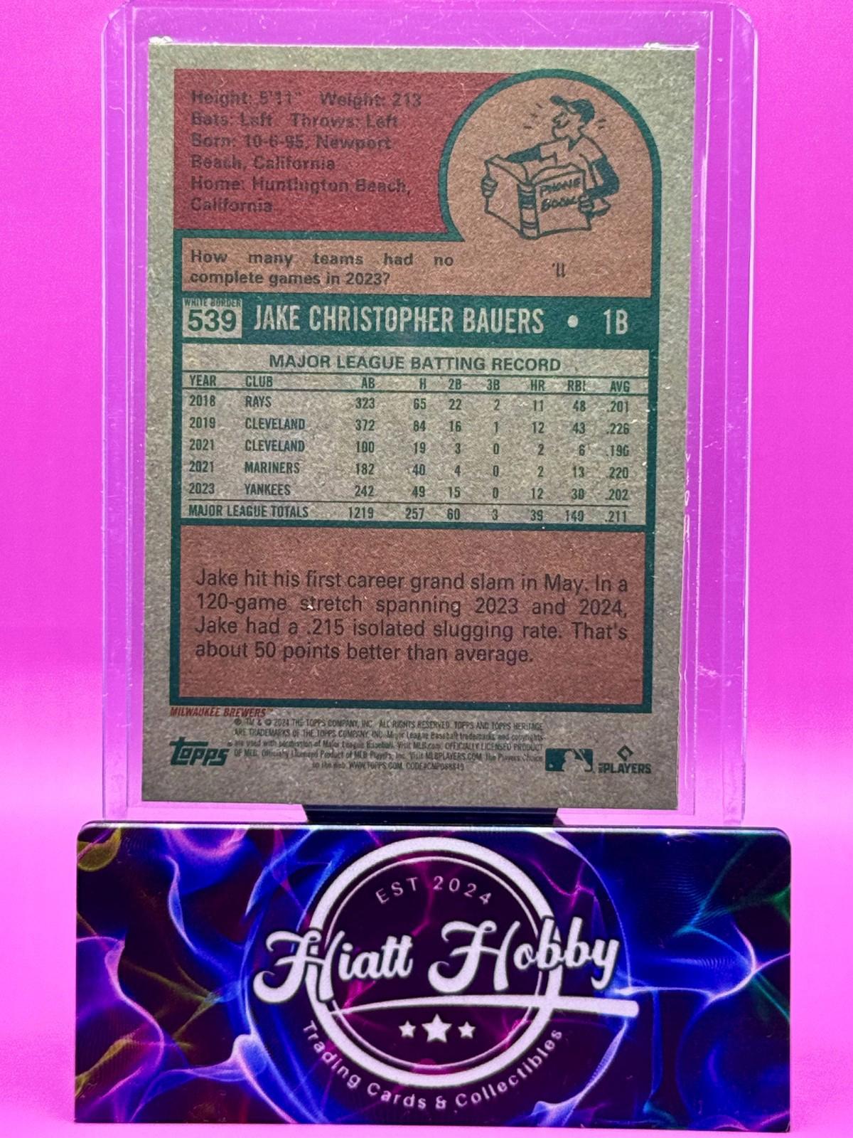 2024 Topps Herritage High Number - Jake Bauers #539 - Blue Border
