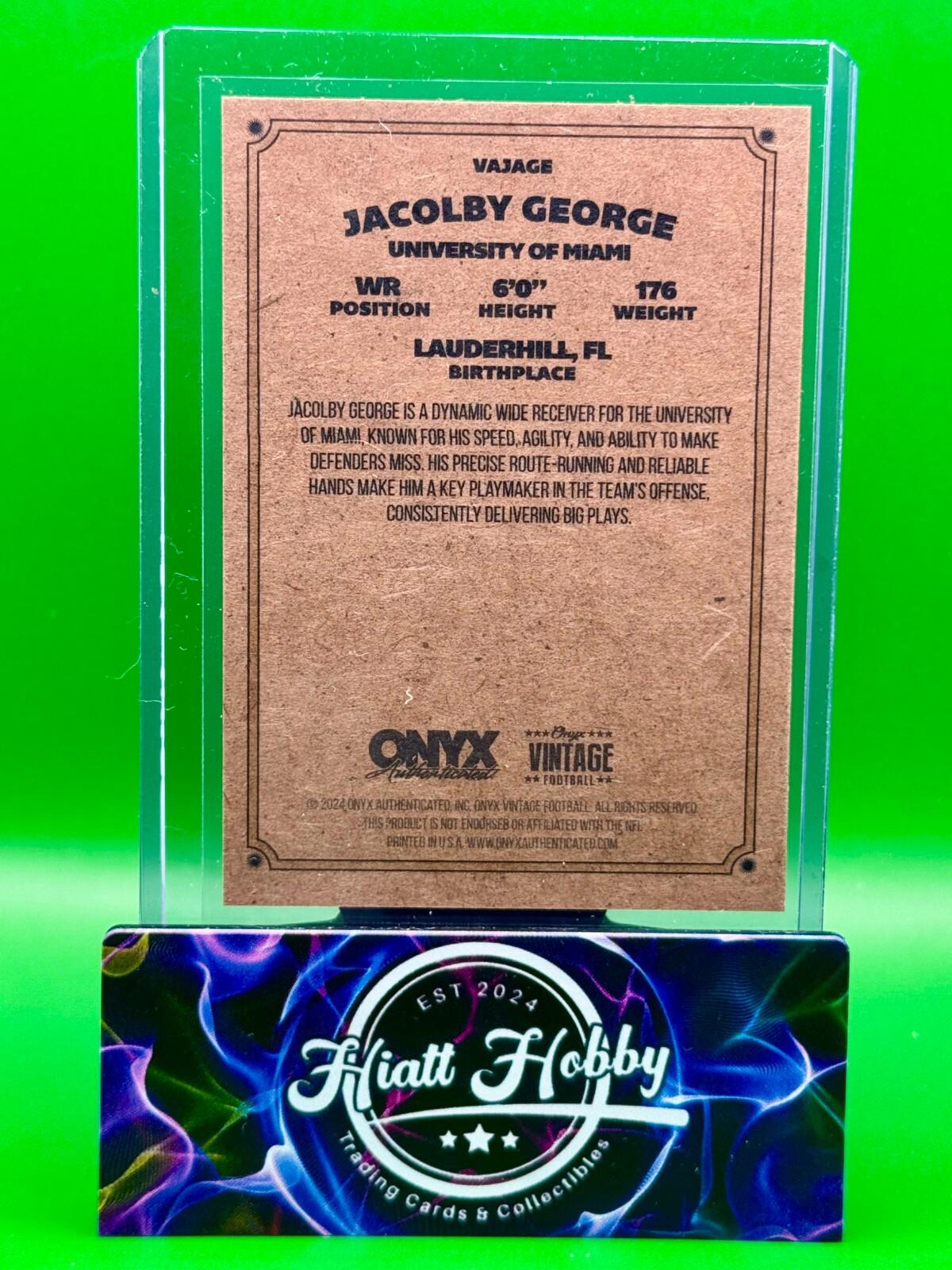 2024 Onyx Vintage Football - Jacolby George #VAJAGE - Auto (AU,RC)