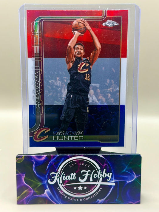 2025-26 Topps Chrome Update - #74 De'Andre Hunter - Red White & Blue Refractor
