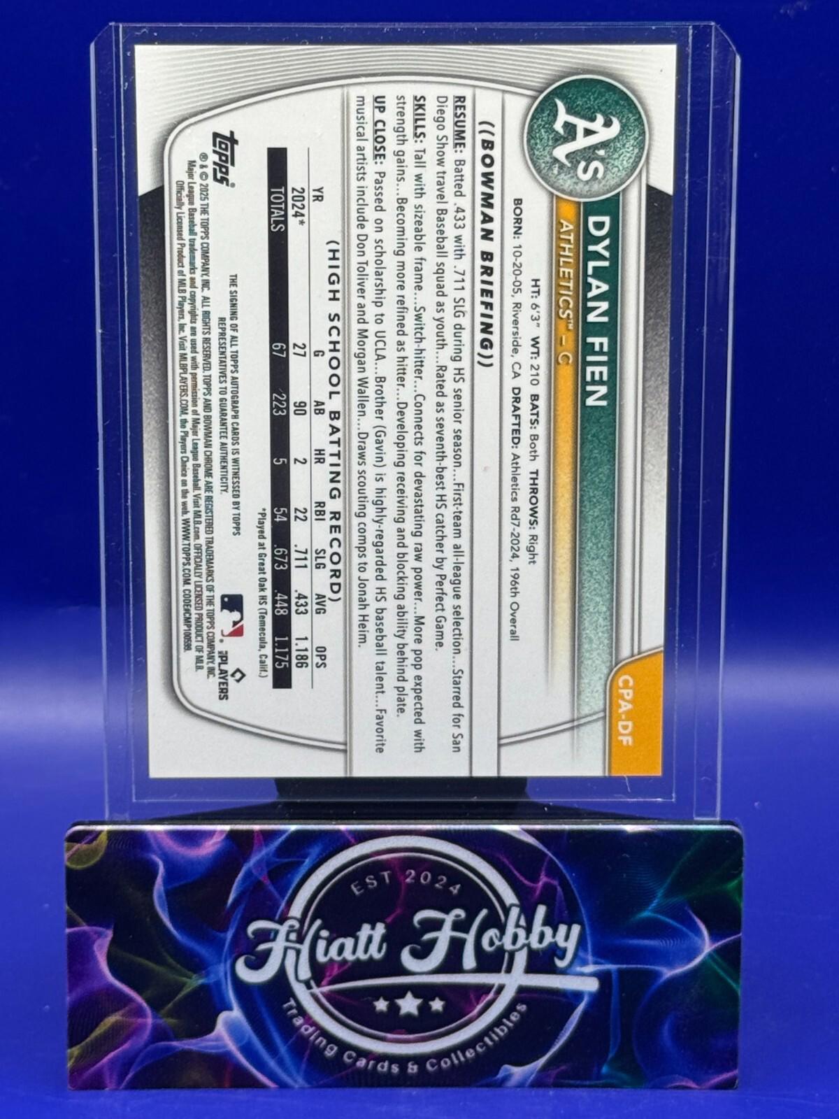 2025 Bowman Chrome - Dylan Fien #CPA-DF - Auto