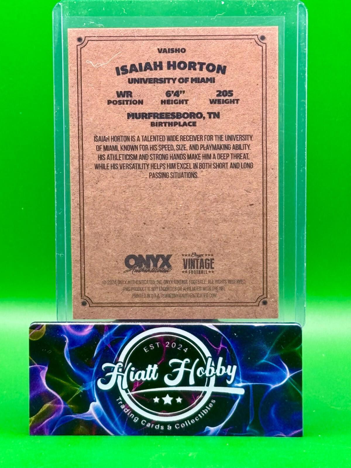 2024 Onyx Vintage Football - Isaiah Horton #VAISHO - Auto