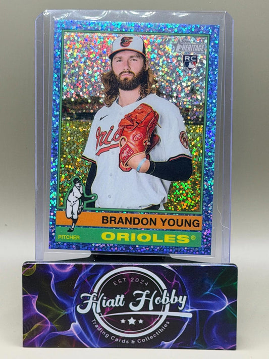 2025 Topps Heritage High Number - Brandon Young #676 - Light Blue Sparkle (RC)