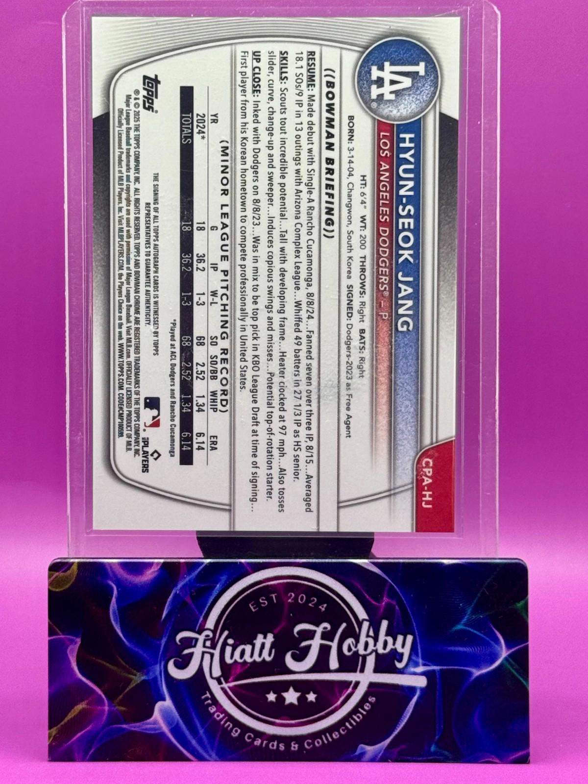 2025 Bowman Chrome - Hyun-Seok Jang #CPA-HJ Chrome Auto (AU, RC)