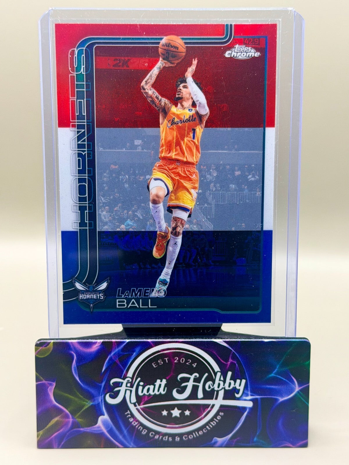 2025-26 Topps Chrome Update - #50 LaMelo Ball - Red White & Blue Refractor