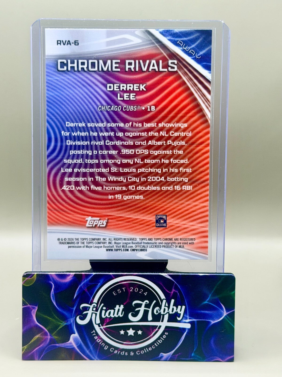 2026 Topps Chrome - #RVA-6 Derrek Lee - Chrome Rivals - Away