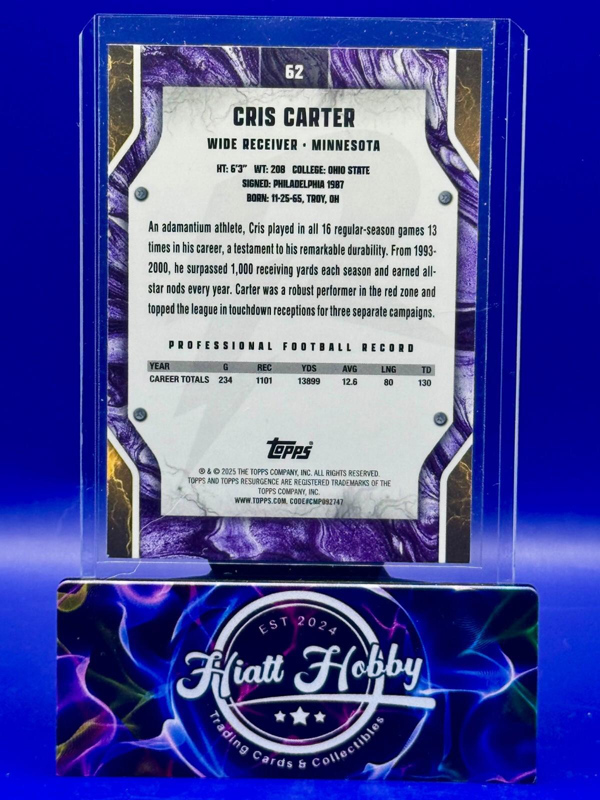 2024 Topps Resurgence - Cris Carter #62 - Sky Blue & Pink Shock