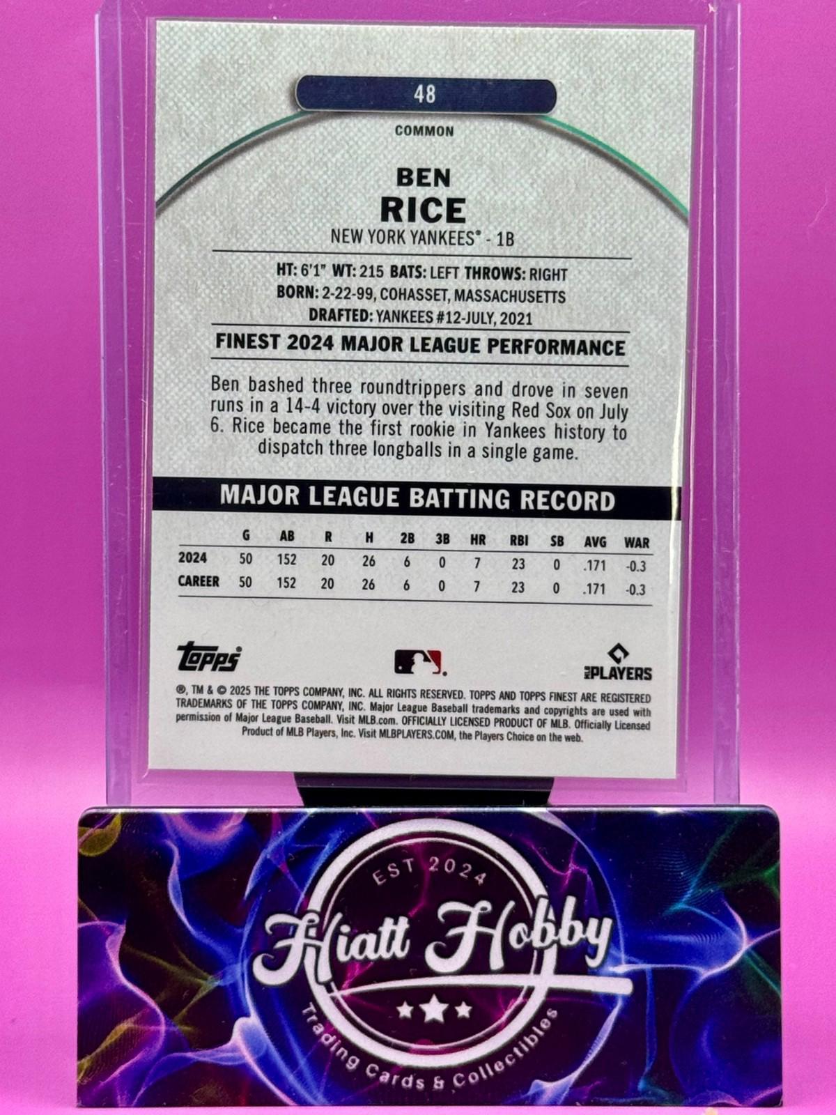 2025 Topps Finest - Ben Rice #48 - Common - X-Fractor (RC)