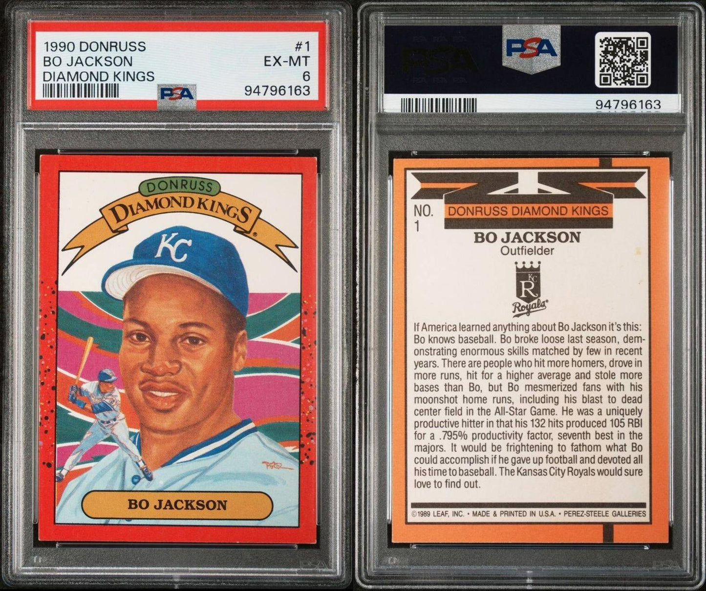 1990 Donruss - Diamond Kings #1 Bo Jackson PSA 6