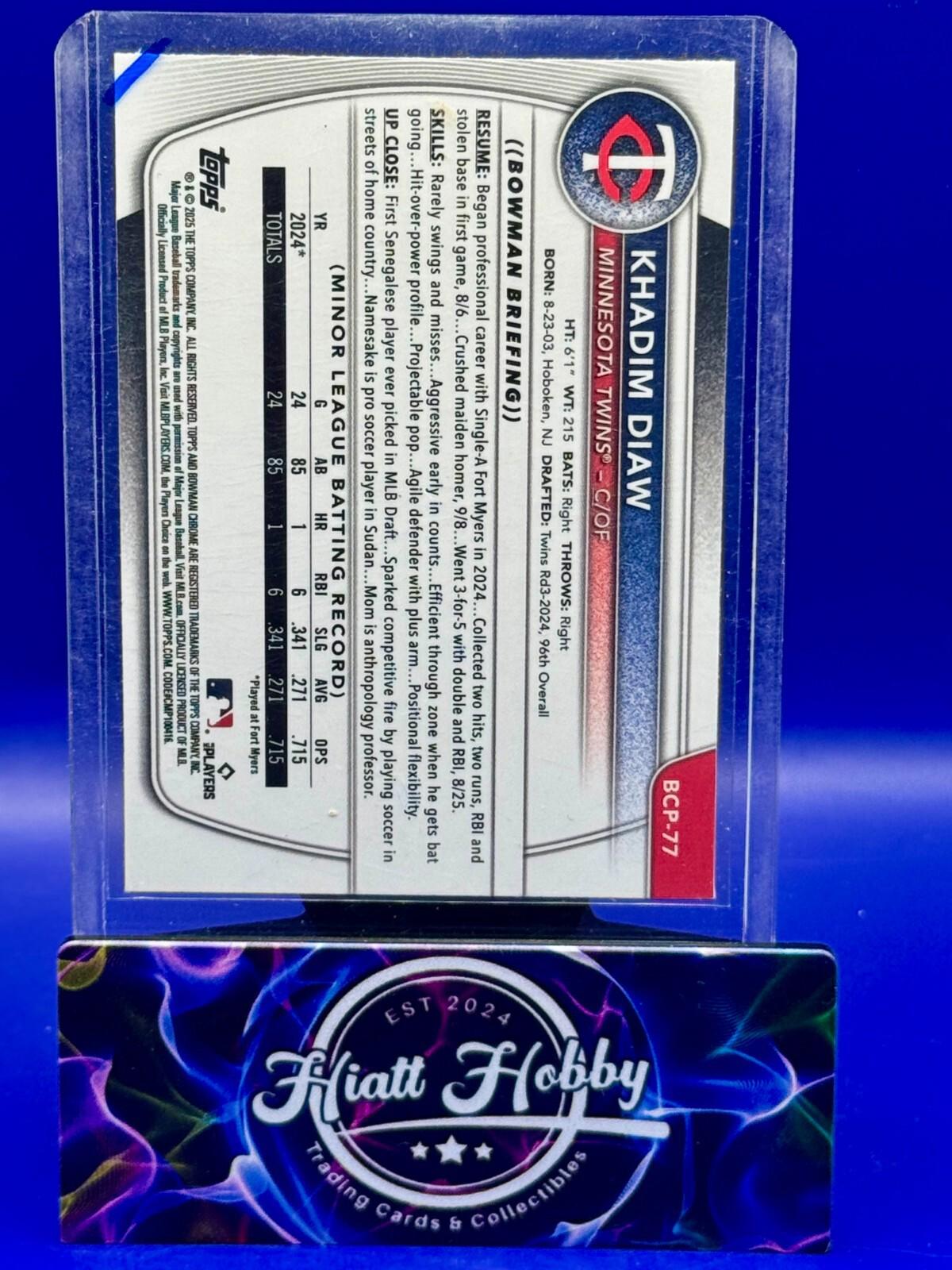 2025 Bowman - Chrome Prospects Khadim Diaw #BCP-77 Reptilian Refractor (RC)