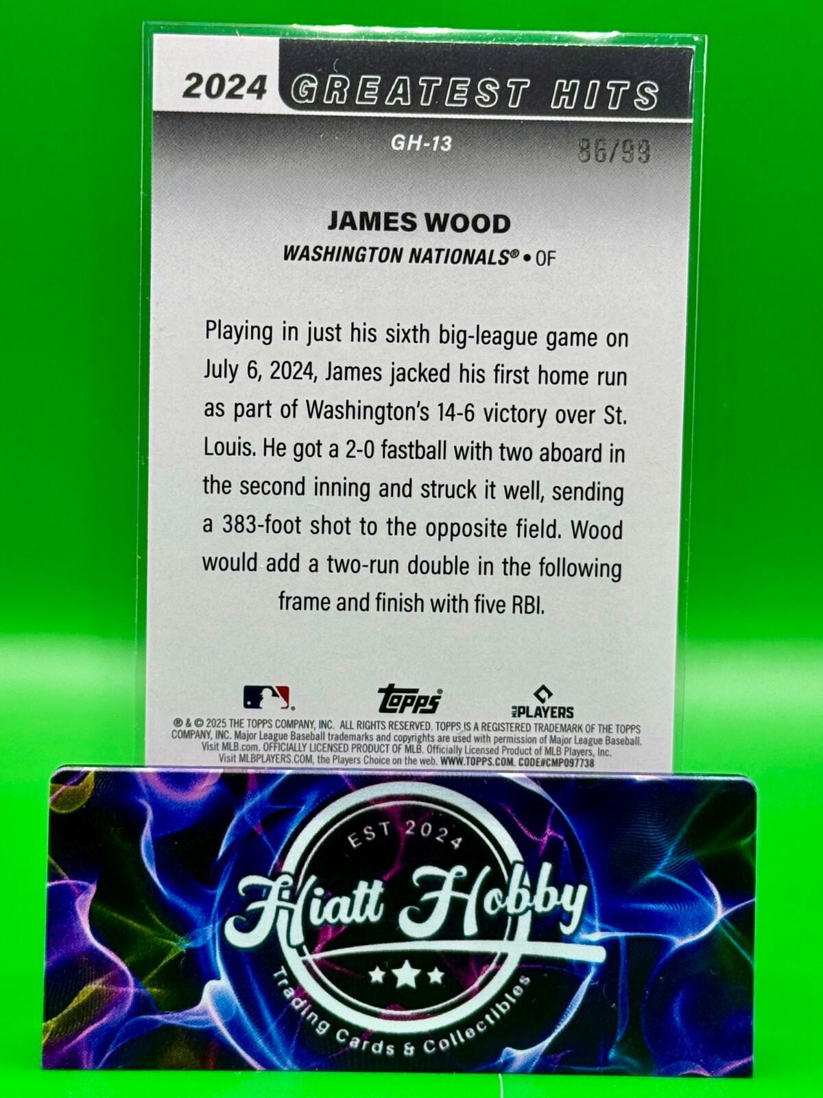 2025 Topps Baseball  - James Wood #GH-13 - Greatest Hits - Green Foil /99