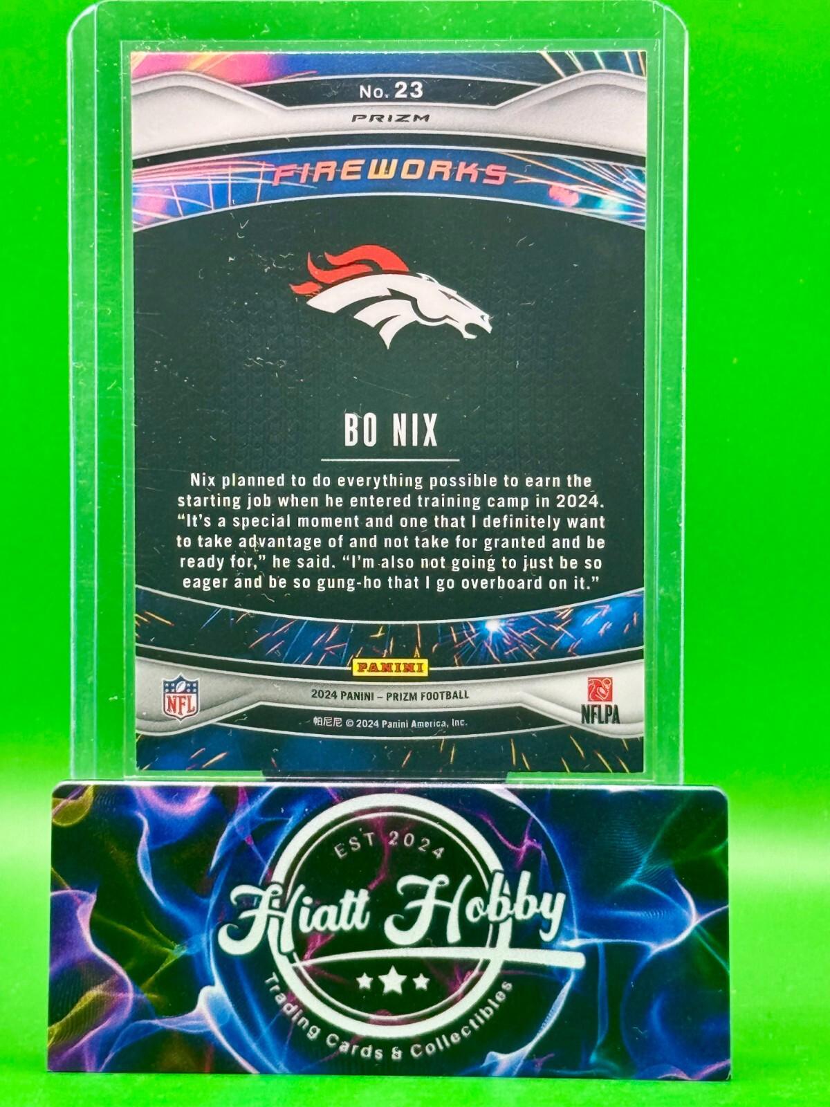 2024 Panini Prizm - Fireworks Bo Nix #23 Green Prizm (RC)