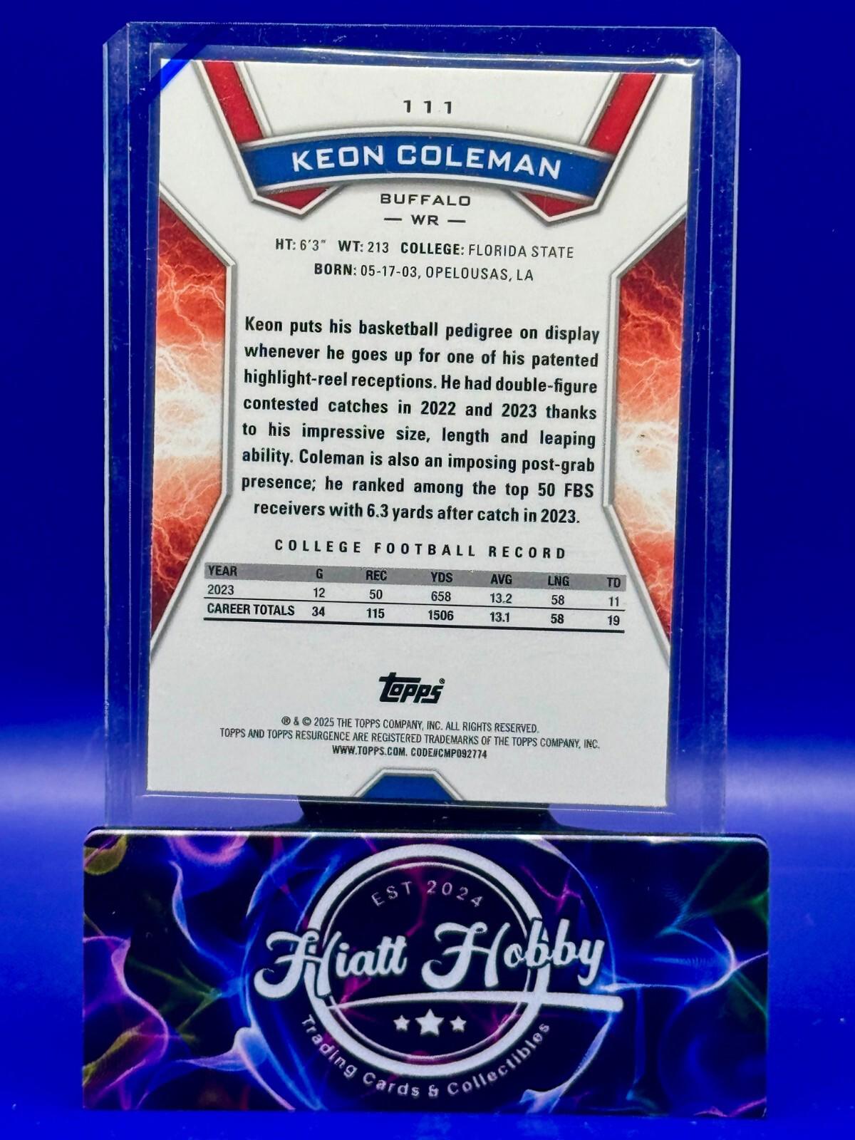 2024 Topps Resurgence - Rookies Keon Coleman #111 - Blue & Orange Spark (RC)