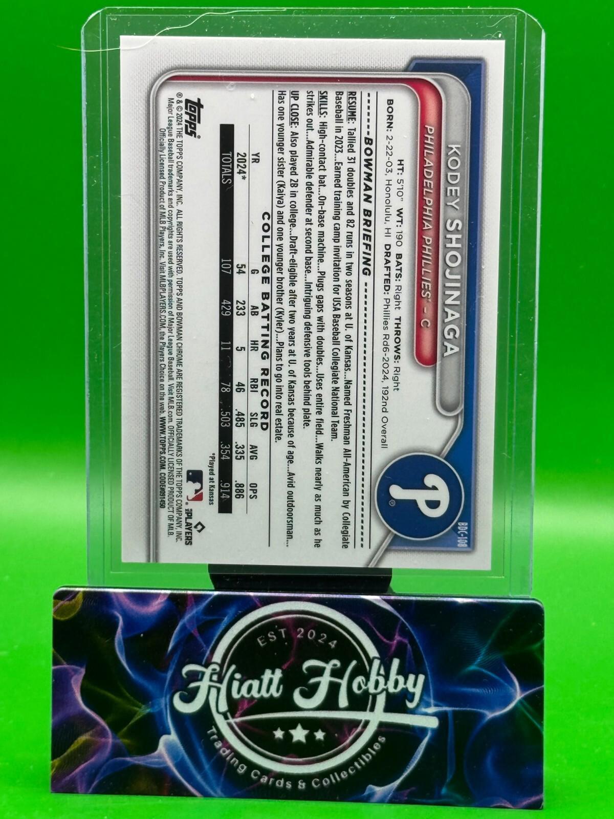 2024 Bowman Draft Chrome Baseball - Kodey Shojinaga #BDC-108 - Rose Gold /10