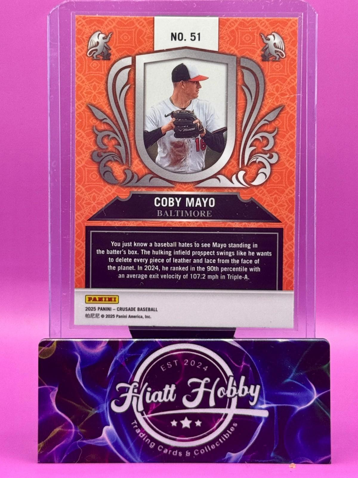 2025 Panini Crusade - Coby Mayo #51 - Blue Crusade - Cracked Ice (RC)