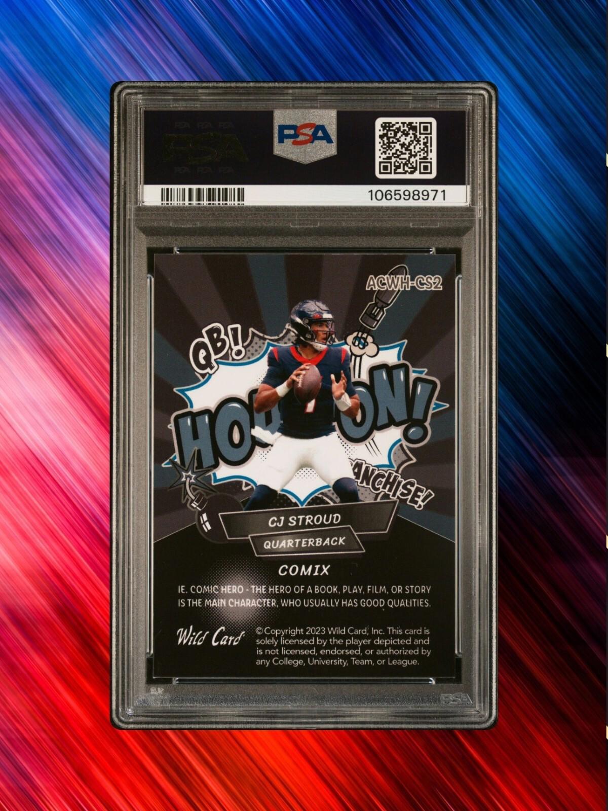 2023 Wild Card Alumination - CJ Stroud - HouWhite Crystal Blk/Blu/Blk /18 PSA 9