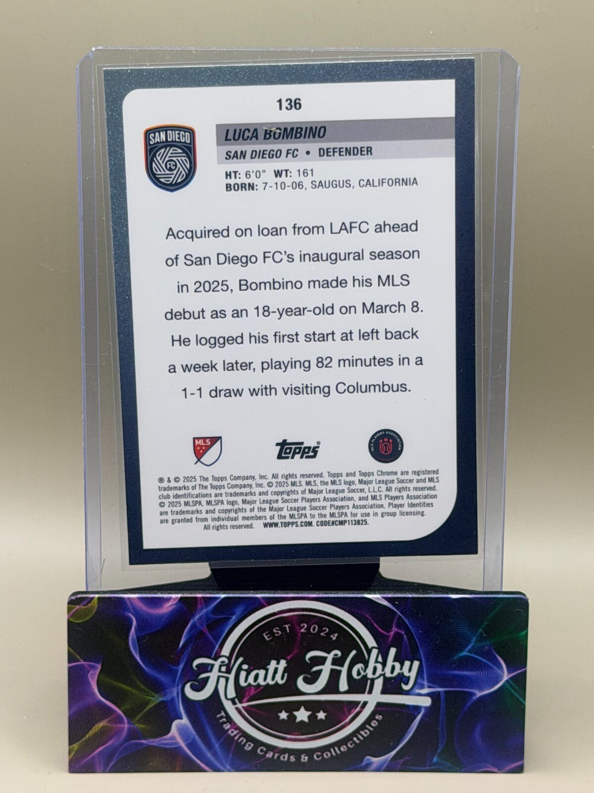 2025 Topps Chrome MLS Soccer - #136 Luca Bombino - Wave Refractor (RC)