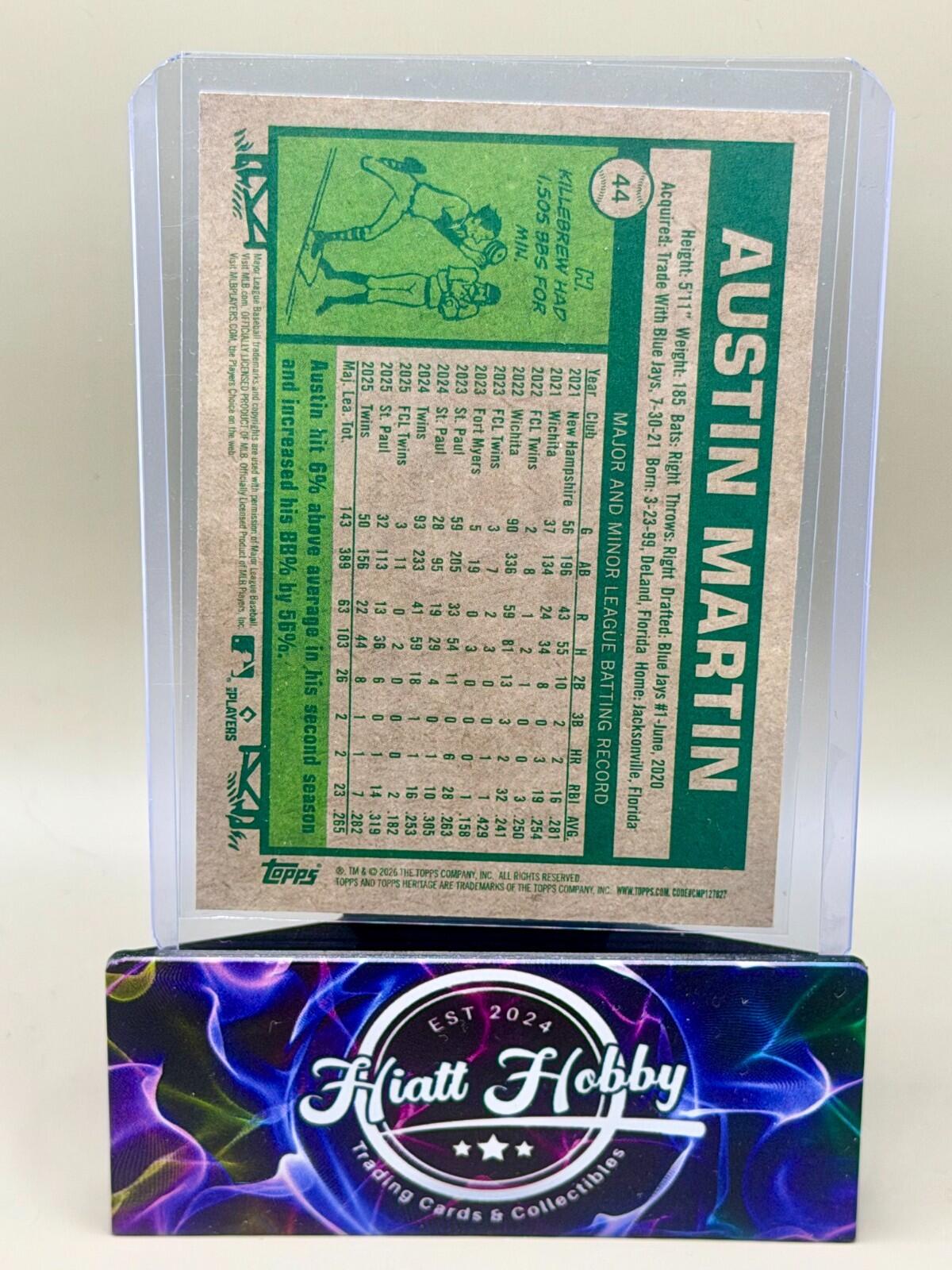 2026 Topps Heritage - #44 Austin Martin - Light Blue Sparkle