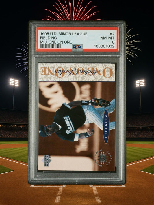 1995 UD Minor League - Michael Jordan #2 - MJ One on ONE - Fielding - PSA 8