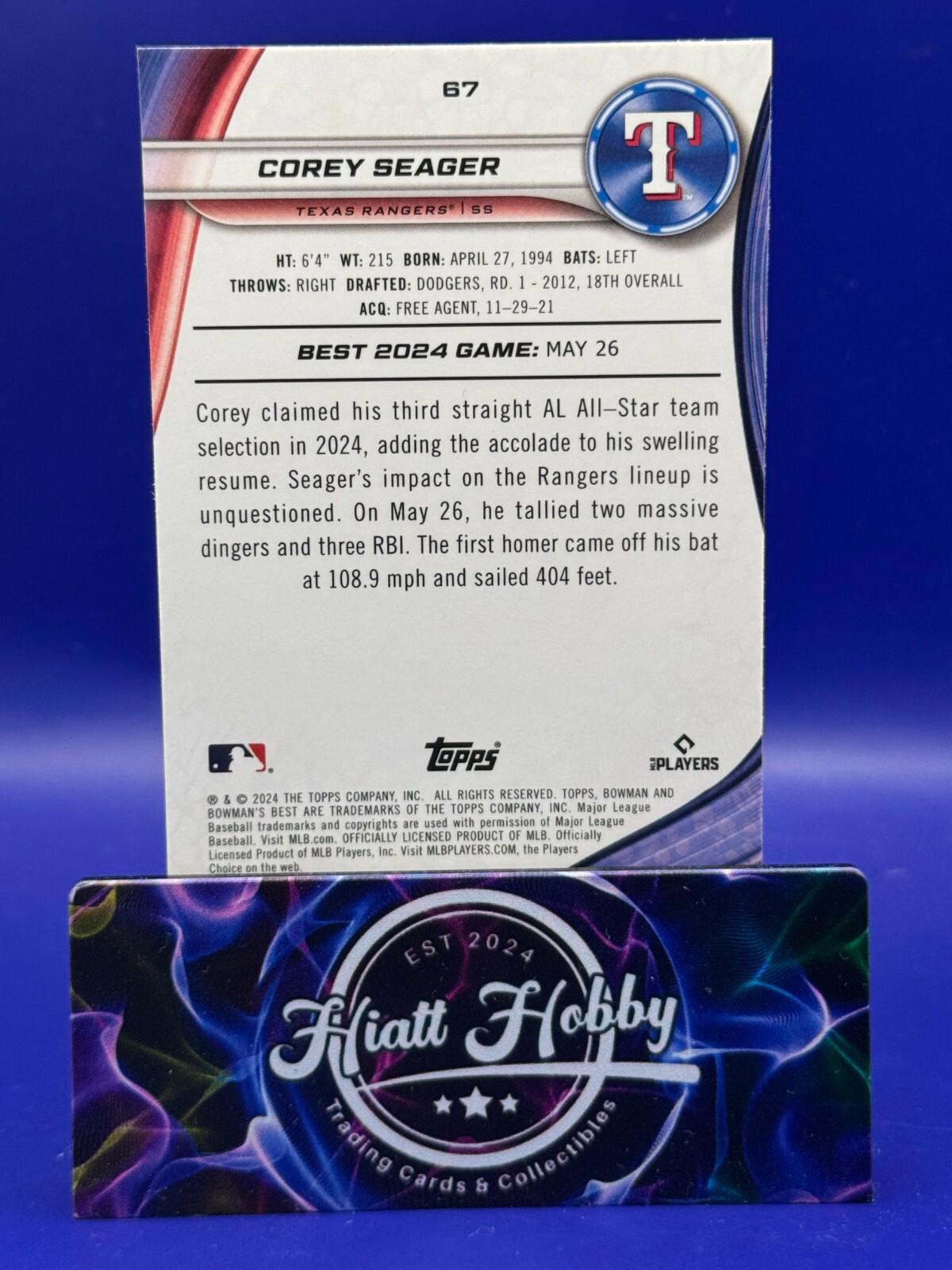 2024 Bowman's Best Baseball - Corey Seager #67 - Gold Refractor /50