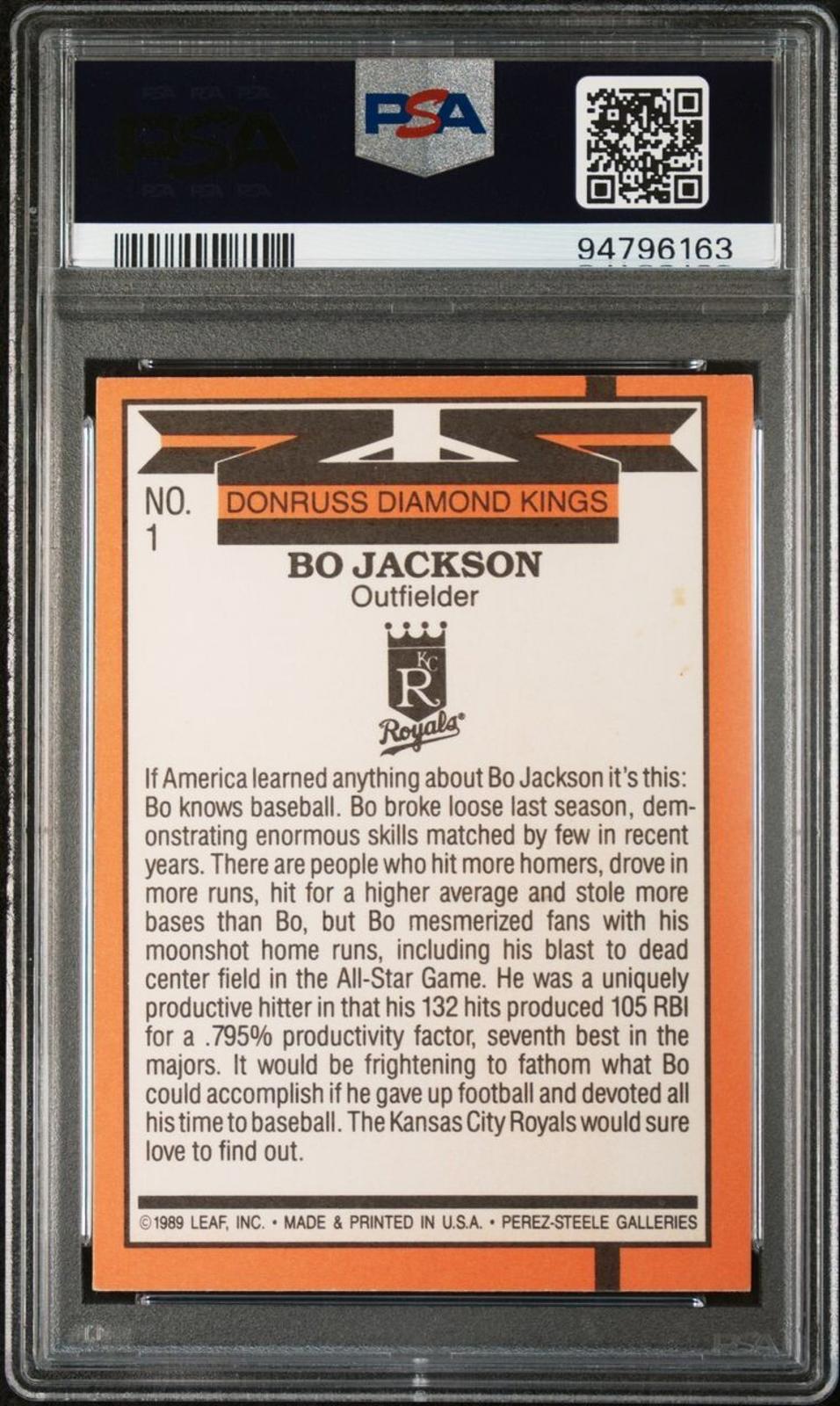1990 Donruss - Diamond Kings #1 Bo Jackson PSA 6