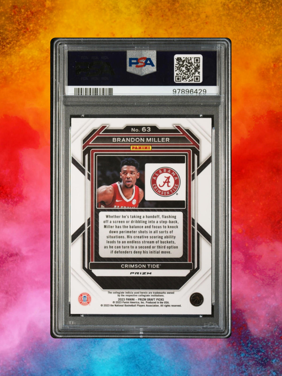 2023 Panini Prizm Draft Picks - Brandon Miller #63 - Red Ice - PSA 9