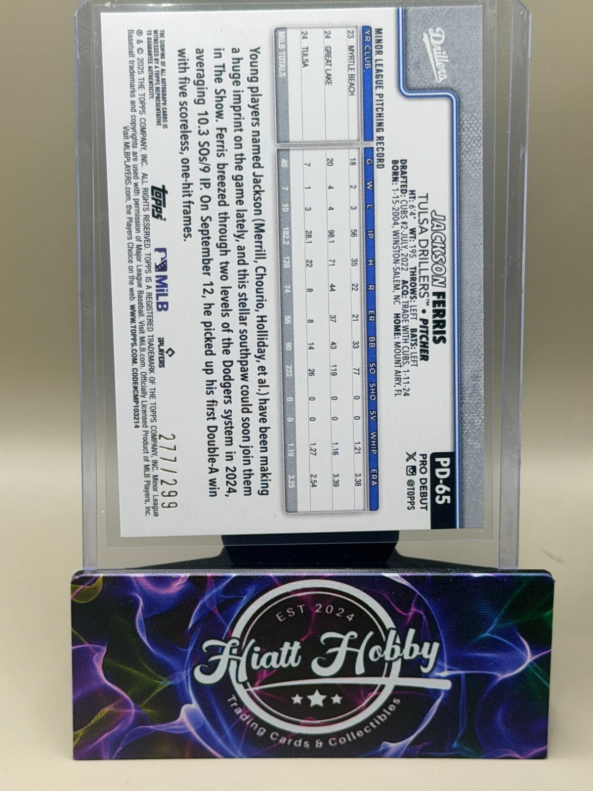 2025 Topps Pro Debut - #PD-65 Jackson Ferris - Purple Auto /299 (AU, RC)